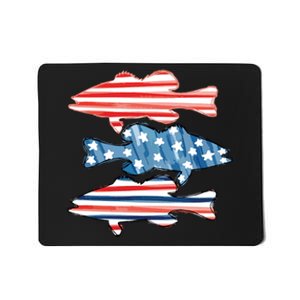 Patriotic Fish 4th Of July For Fisher Fishing Mousepad