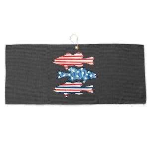 Patriotic Fish 4th Of July For Fisher Fishing Large Microfiber Waffle Golf Towel