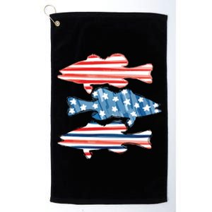 Patriotic Fish 4th Of July For Fisher Fishing Platinum Collection Golf Towel