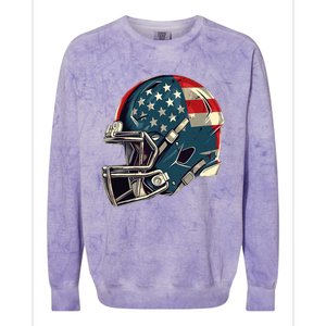 Patriotic Football 4th Of July Usa American Flag Boy Teens Colorblast Crewneck Sweatshirt