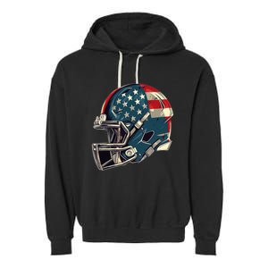 Patriotic Football 4th Of July Usa American Flag Boy Teens Garment-Dyed Fleece Hoodie