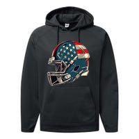 Patriotic Football 4th Of July Usa American Flag Boy Teens Performance Fleece Hoodie