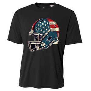 Patriotic Football 4th Of July Usa American Flag Boy Teens Cooling Performance Crew T-Shirt