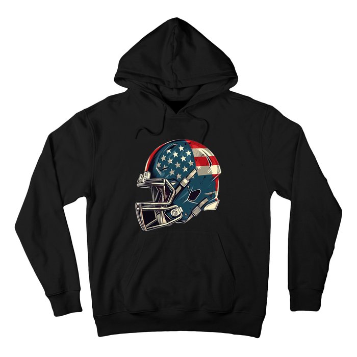 Patriotic Football 4th Of July Usa American Flag Boy Teens Hoodie