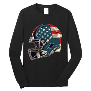 Patriotic Football 4th Of July Usa American Flag Boy Teens Long Sleeve Shirt