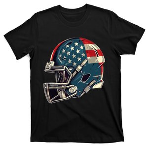 Patriotic Football 4th Of July Usa American Flag Boy Teens T-Shirt