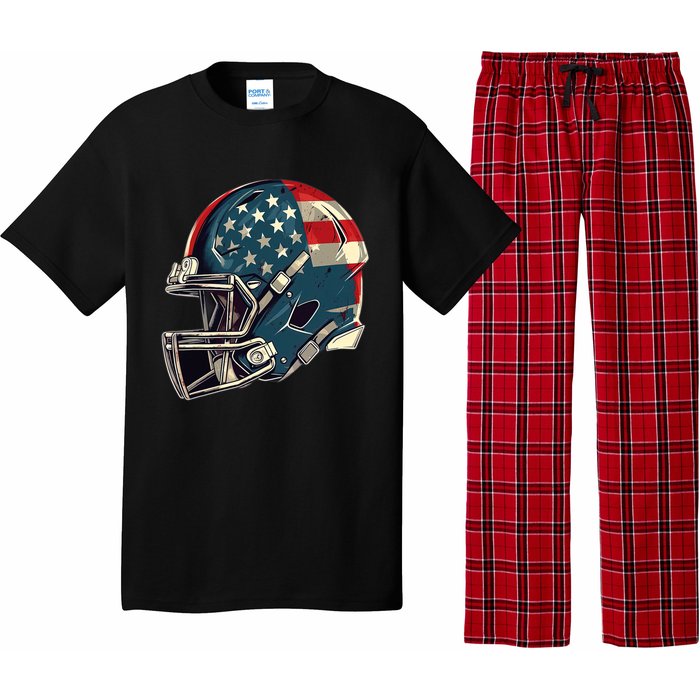 Patriotic Football 4th Of July Usa American Flag Boy Teens Pajama Set