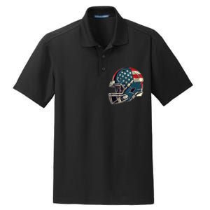 Patriotic Football 4th Of July Usa American Flag Boy Teens Dry Zone Grid Polo