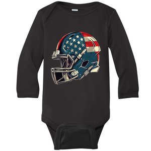 Patriotic Football 4th Of July Usa American Flag Boy Teens Baby Long Sleeve Bodysuit