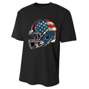 Patriotic Football 4th Of July Usa American Flag Boy Teens Performance Sprint T-Shirt