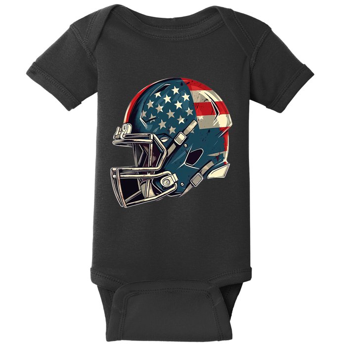 Patriotic Football 4th Of July Usa American Flag Boy Teens Baby Bodysuit