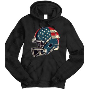 Patriotic Football 4th Of July Usa American Flag Boy Teens Tie Dye Hoodie