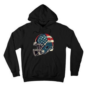 Patriotic Football 4th Of July Usa American Flag Boy Teens Tall Hoodie