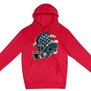 Patriotic Football 4th Of July Usa American Flag Boy Teens Premium Pullover Hoodie