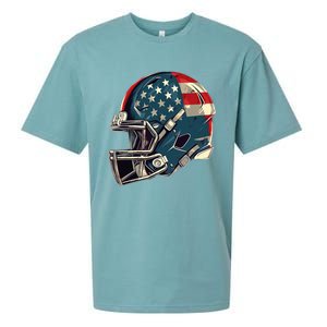 Patriotic Football 4th Of July Usa American Flag Boy Teens Sueded Cloud Jersey T-Shirt