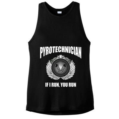 Pyrotechnician Funny 4th Of July Firework Tech Ladies PosiCharge Tri-Blend Wicking Tank