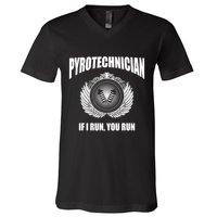 Pyrotechnician Funny 4th Of July Firework Tech V-Neck T-Shirt