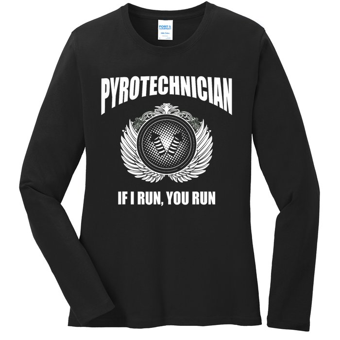 Pyrotechnician Funny 4th Of July Firework Tech Ladies Long Sleeve Shirt