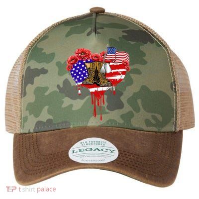 Poppy Flower American Usa Flag Combat Boots Veteran Day Gift Legacy Tie Dye Trucker Hat