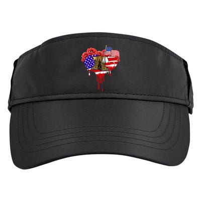 Poppy Flower American Usa Flag Combat Boots Veteran Day Gift Adult Drive Performance Visor