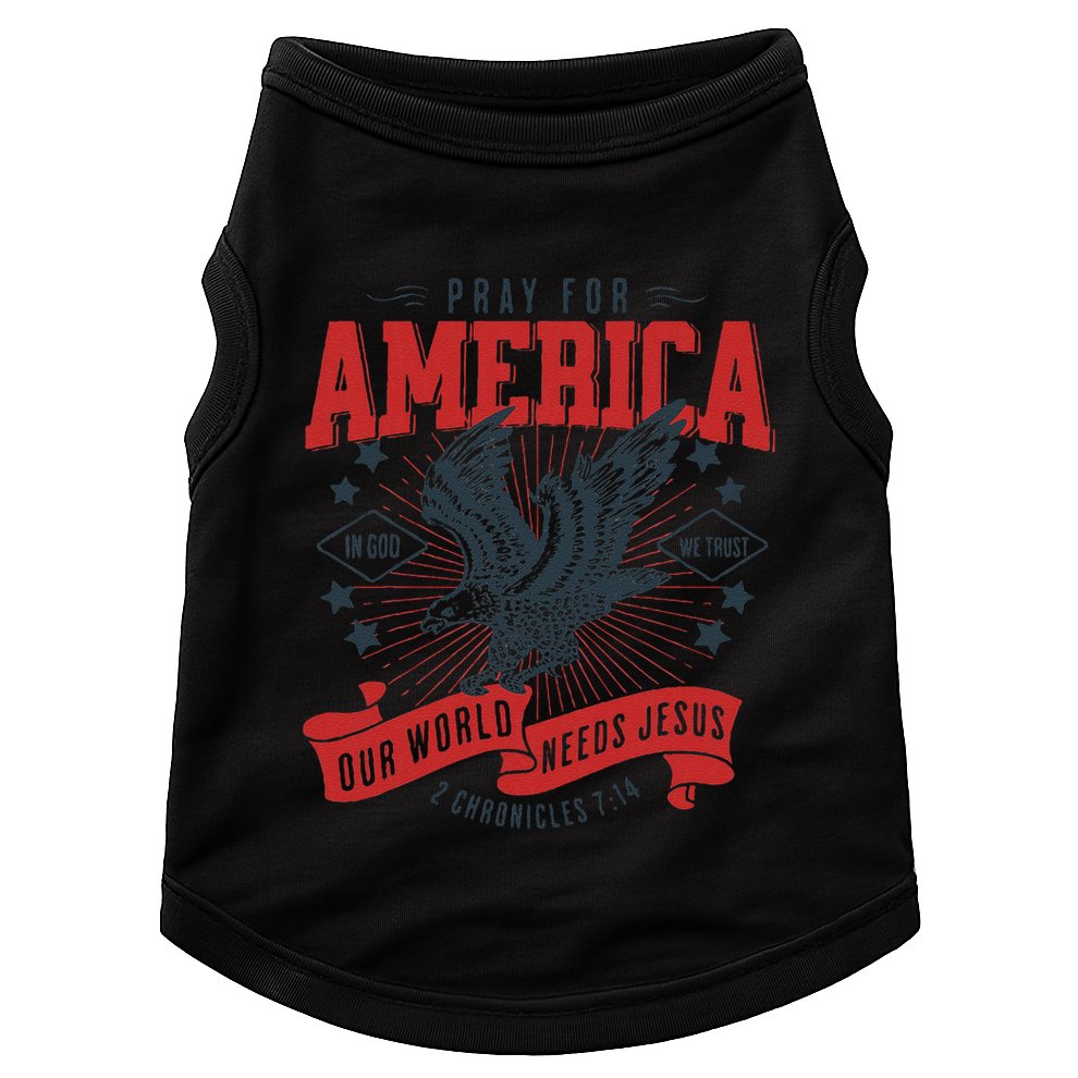 Pray For America In God We Trust Our World Needs Jesus Doggie Tank