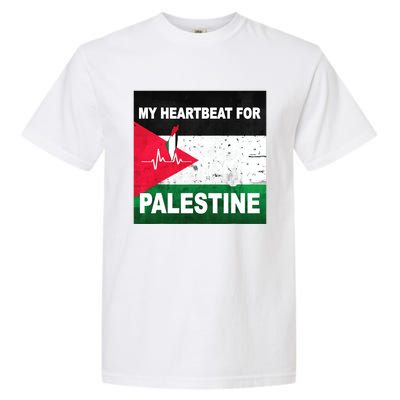 Palestine Flag And Map In My Heartbeat Garment-Dyed Heavyweight T-Shirt