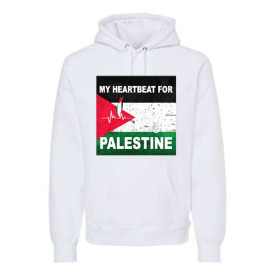 Palestine Flag And Map In My Heartbeat Premium Hoodie