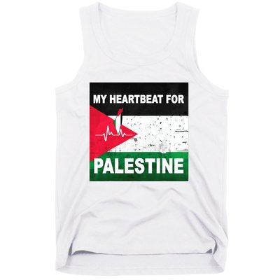 Palestine Flag And Map In My Heartbeat Tank Top