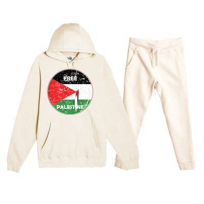 Palestine Flag And Map Vintage Distressed Free Palestine Premium Hooded Sweatsuit Set