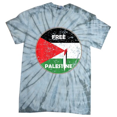 Palestine Flag And Map Vintage Distressed Free Palestine Tie-Dye T-Shirt