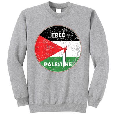 Palestine Flag And Map Vintage Distressed Free Palestine Tall Sweatshirt