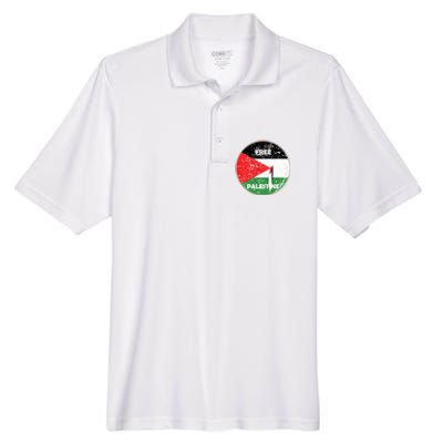 Palestine Flag And Map Vintage Distressed Free Palestine Men's Origin Performance Piqué Polo