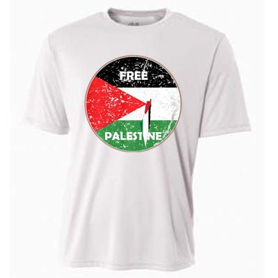 Palestine Flag And Map Vintage Distressed Free Palestine Cooling Performance Crew T-Shirt