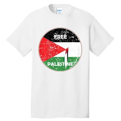 Palestine Flag And Map Vintage Distressed Free Palestine Tall T-Shirt