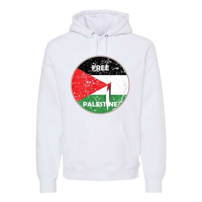 Palestine Flag And Map Vintage Distressed Free Palestine Premium Hoodie