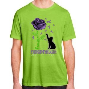 Paws For A Cure Fibromyalgia Awareness Day Black Cat And Rose Gift Adult ChromaSoft Performance T-Shirt