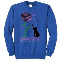 Paws For A Cure Fibromyalgia Awareness Day Black Cat And Rose Gift Sweatshirt