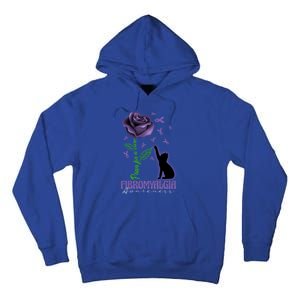 Paws For A Cure Fibromyalgia Awareness Day Black Cat And Rose Gift Tall Hoodie