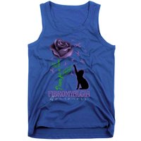 Paws For A Cure Fibromyalgia Awareness Day Black Cat And Rose Gift Tank Top