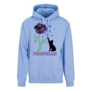 Paws For A Cure Fibromyalgia Awareness Day Black Cat And Rose Gift Unisex Surf Hoodie