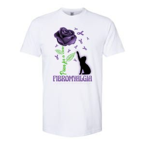 Paws For A Cure Fibromyalgia Awareness Day Black Cat And Rose Gift Softstyle CVC T-Shirt