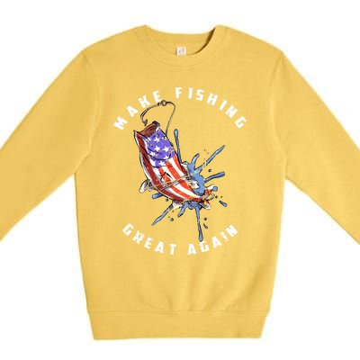 Patriotic Fishing Art Make Fishing Great Again American Flag Gift Premium Crewneck Sweatshirt