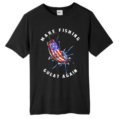 Patriotic Fishing Art Make Fishing Great Again American Flag Gift Tall Fusion ChromaSoft Performance T-Shirt