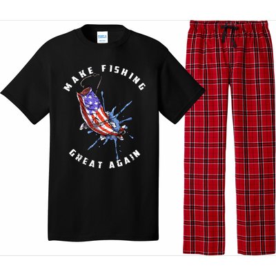 Patriotic Fishing Art Make Fishing Great Again American Flag Gift Pajama Set