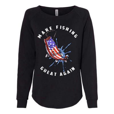 Patriotic Fishing Art Make Fishing Great Again American Flag Gift Womens California Wash Sweatshirt