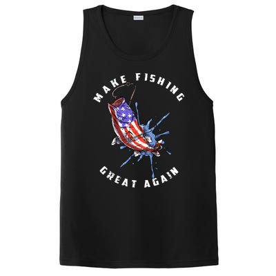 Patriotic Fishing Art Make Fishing Great Again American Flag Gift PosiCharge Competitor Tank