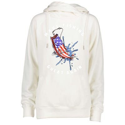 Patriotic Fishing Art Make Fishing Great Again American Flag Gift Womens Funnel Neck Pullover Hood