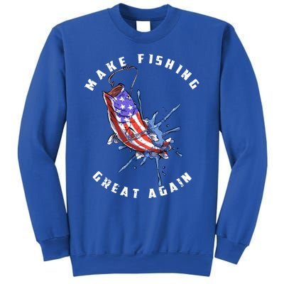 Patriotic Fishing Art Make Fishing Great Again American Flag Gift Sweatshirt