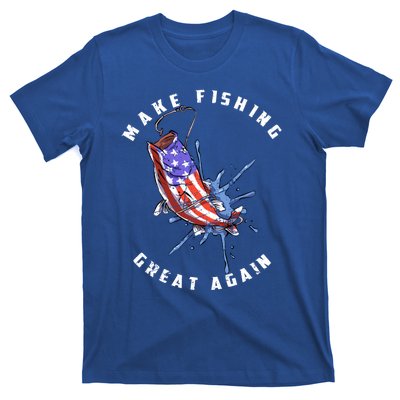 Patriotic Fishing Art Make Fishing Great Again American Flag Gift T-Shirt