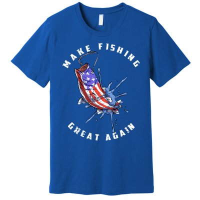 Patriotic Fishing Art Make Fishing Great Again American Flag Gift Premium T-Shirt